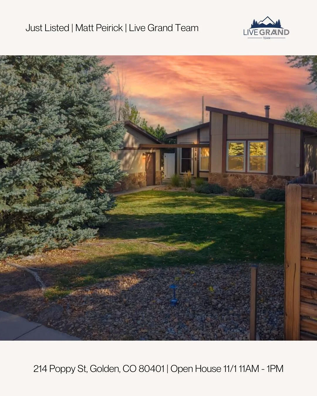Just listed! Open house 11/1 11AM-1PM

214 Poppy St, Golden, CO 80401
2 Bed | 2 Bath | 1,291 Sq Ft
Currently listed at $575,000

LOCATION | UPDATES | PRIVATE FENCED OVERSIZED YARD | 2 CAR GARAGE Nestled in one of Golden&rsquo;s most desirable neighbo