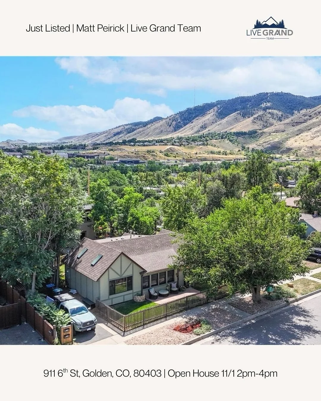 Just listed! Open house 11/1 2pm-4pm

911 6th St, Golden, CO 80403
3 Bed | 2 Bath | 1,381 Sq Ft Currently
Currently listed at $855,000

DOWNTOWN GOLDEN LIVING with the PRIVACY OF A SINGLE FAMILY HOME  A piece of Golden&rsquo;s history built in 1875, 