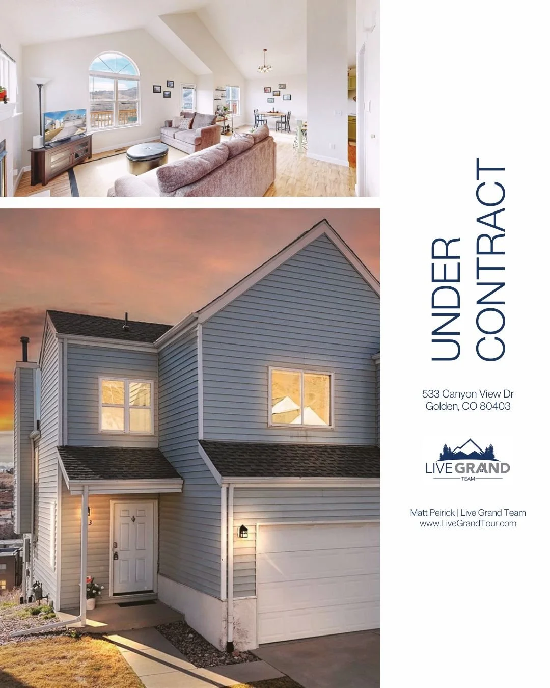 Under contract!

533 Canyon View Dr, Golden, CO 80403

Live Grand Team
720-608-6086
info@livegrandteam.com
www.livegrandteam.com

#coloradorealtor #coloradorealestate #goldenco #coloradolife #coloradoliving