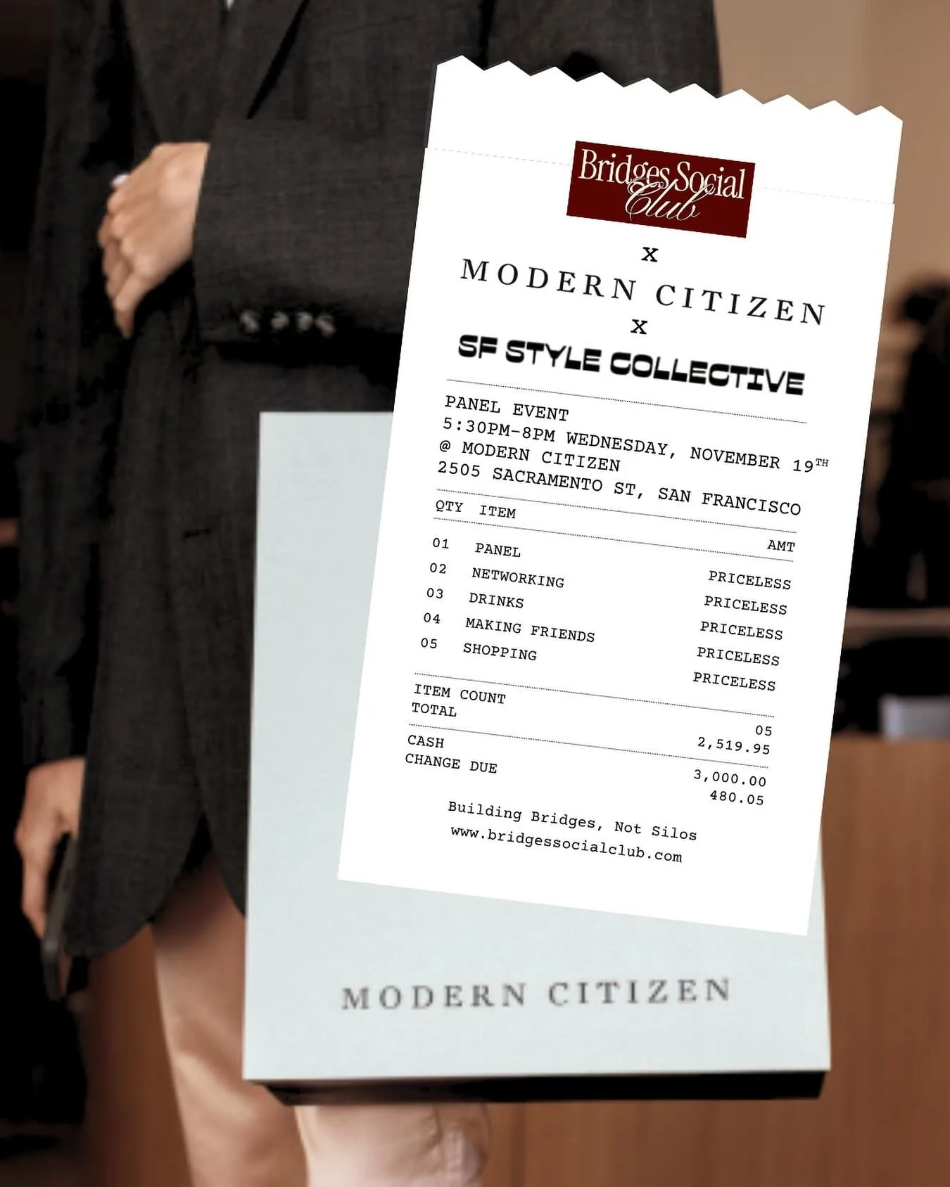 A panel lineup so exceptional, it&rsquo;s worth the wait.

Bridges Social Club and SF Style Collective are curating a discussion at Modern Citizen featuring absolute legends in the business of fashion.

We can&rsquo;t reveal the names yet, but these 