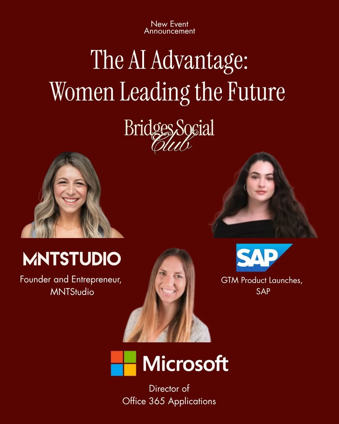 The future of work is already here and these women are leading it. 🤖✨ Join us for an intimate evening with two Bay Area powerhouses breaking down how AI is transforming the way we lead, build, and live. Seats are limited. Link in bio to grab yours. 