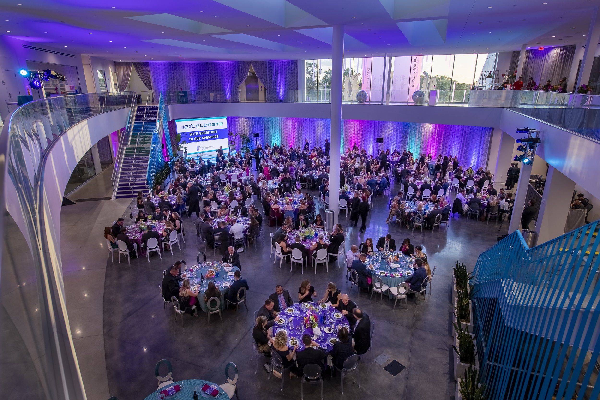 Florida Polytechnic University 10 Year Anniversary Corporate Gala in Shades of Purple, Magenta and Teal