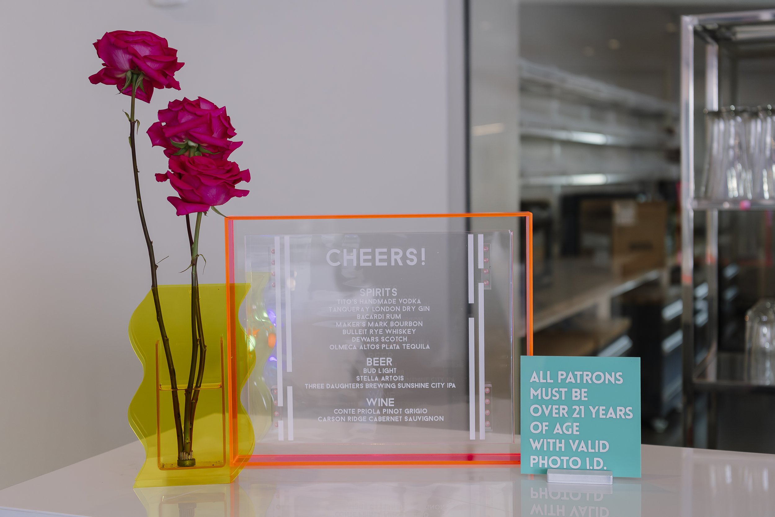 Clear Transparent Bar Sign for Company Anniversary Gala