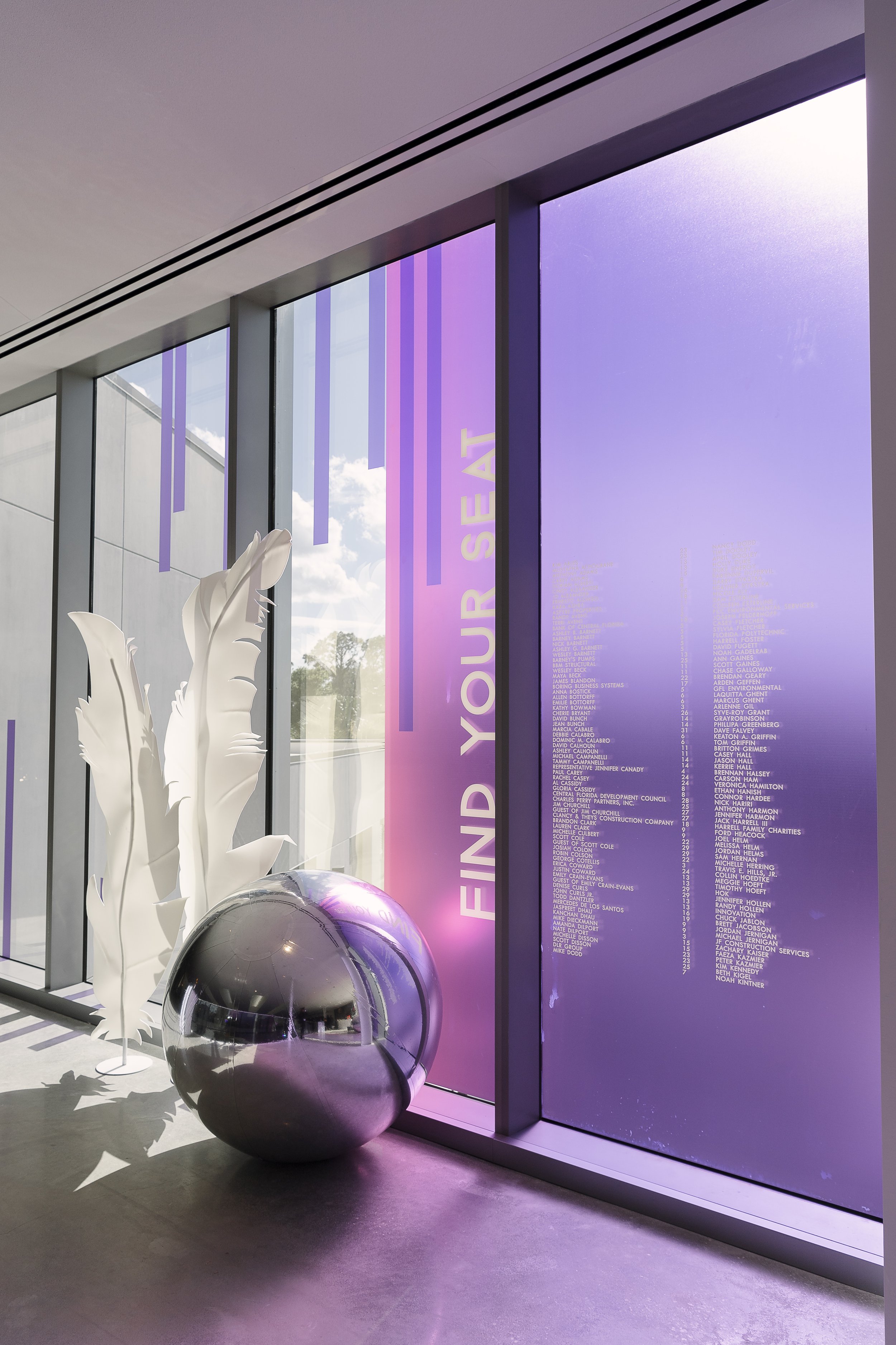 Ombre Purple Vinyl Attendee Escort Sign for Company Gala Event