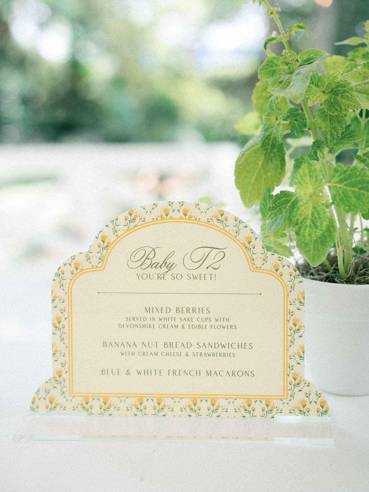 Custom Die Cut Yellow Floral Sign for Baby Shower with Growing Garden Theme in Houston, Texas