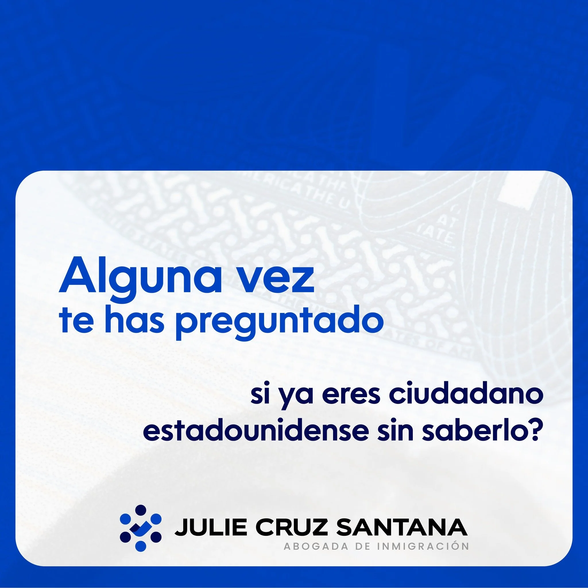 Muchas personas viven sin saber que su estatus migratorio pudo haberse definido a&ntilde;os atr&aacute;s.

La ciudadan&iacute;a estadounidense no siempre se obtiene por naturalizaci&oacute;n.
En ciertos casos, la ley la reconoce autom&aacute;ticament