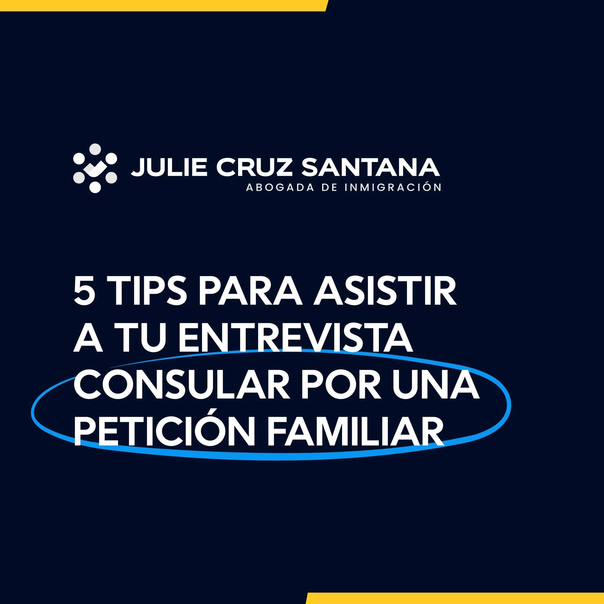 Asistir a una entrevista consular por petici&oacute;n familiar es un paso clave dentro de su proceso migratorio. Por eso, le compartimos algunos tips importantes que pueden ayudarle a prepararse mejor y evitar contratiempos.

Una buena preparaci&oacu
