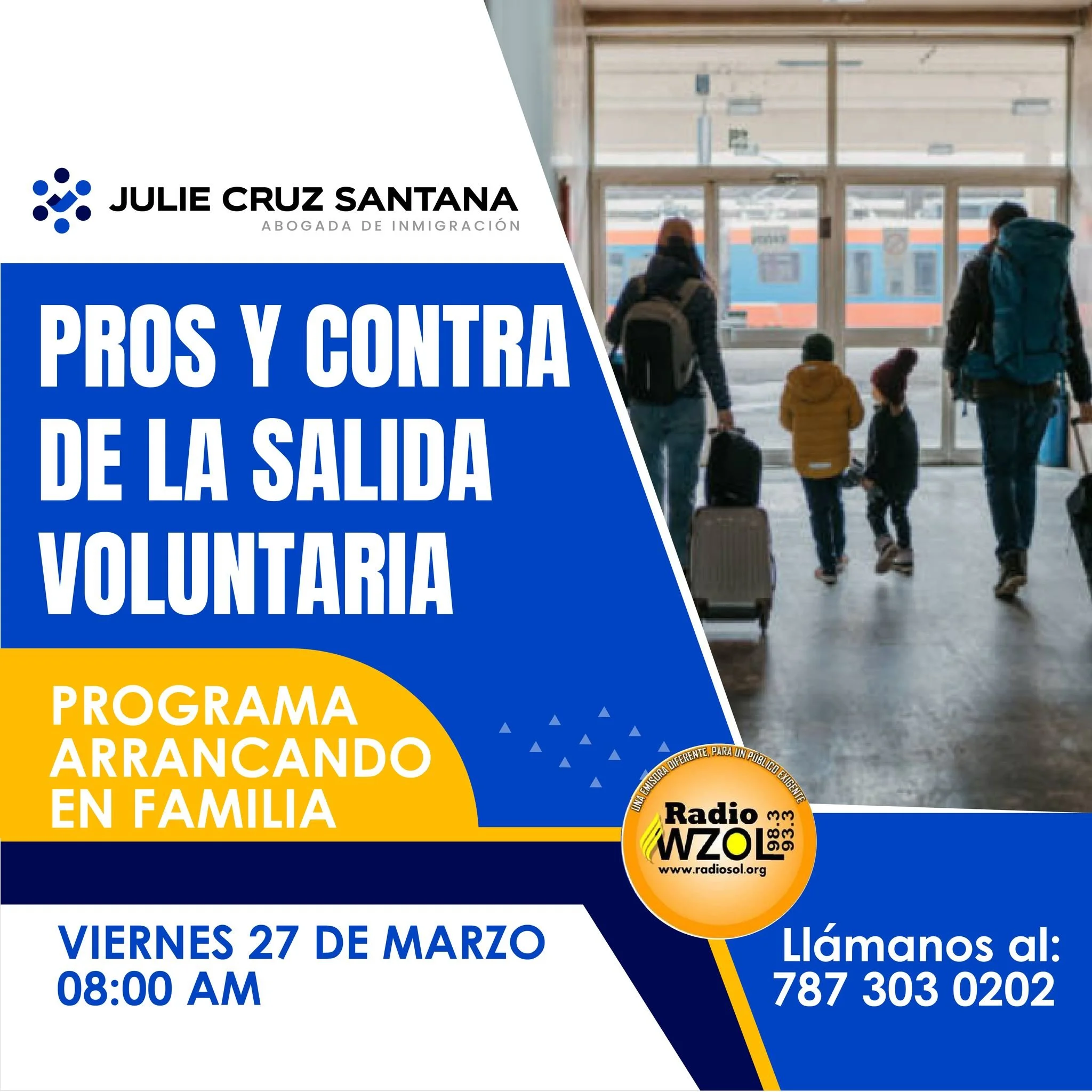 Este viernes 27, estar&eacute; participando en el programa Arrancando en Familia, donde abordaremos un tema que genera muchas dudas: los pros y contras de la salida voluntaria.

Durante la conversaci&oacute;n analizaremos en qu&eacute; consiste este 