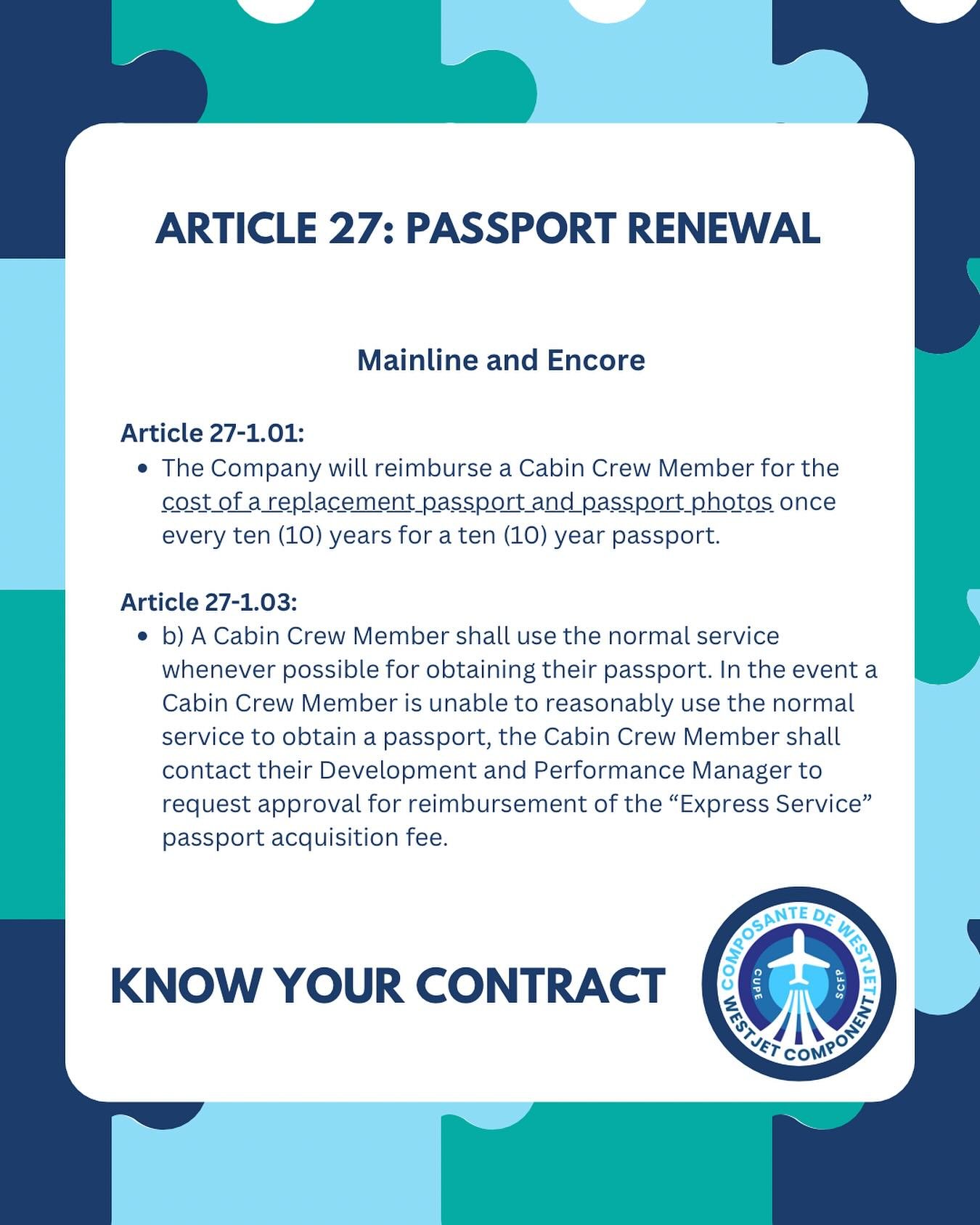Knowledge is Power.
Did you know that you are eligible to have a ten (10) year passport reimbursed in addition to any costs associated with the passport (i.e., passport photos, etc.)
In addition, if you require the Express Service reach out to your D