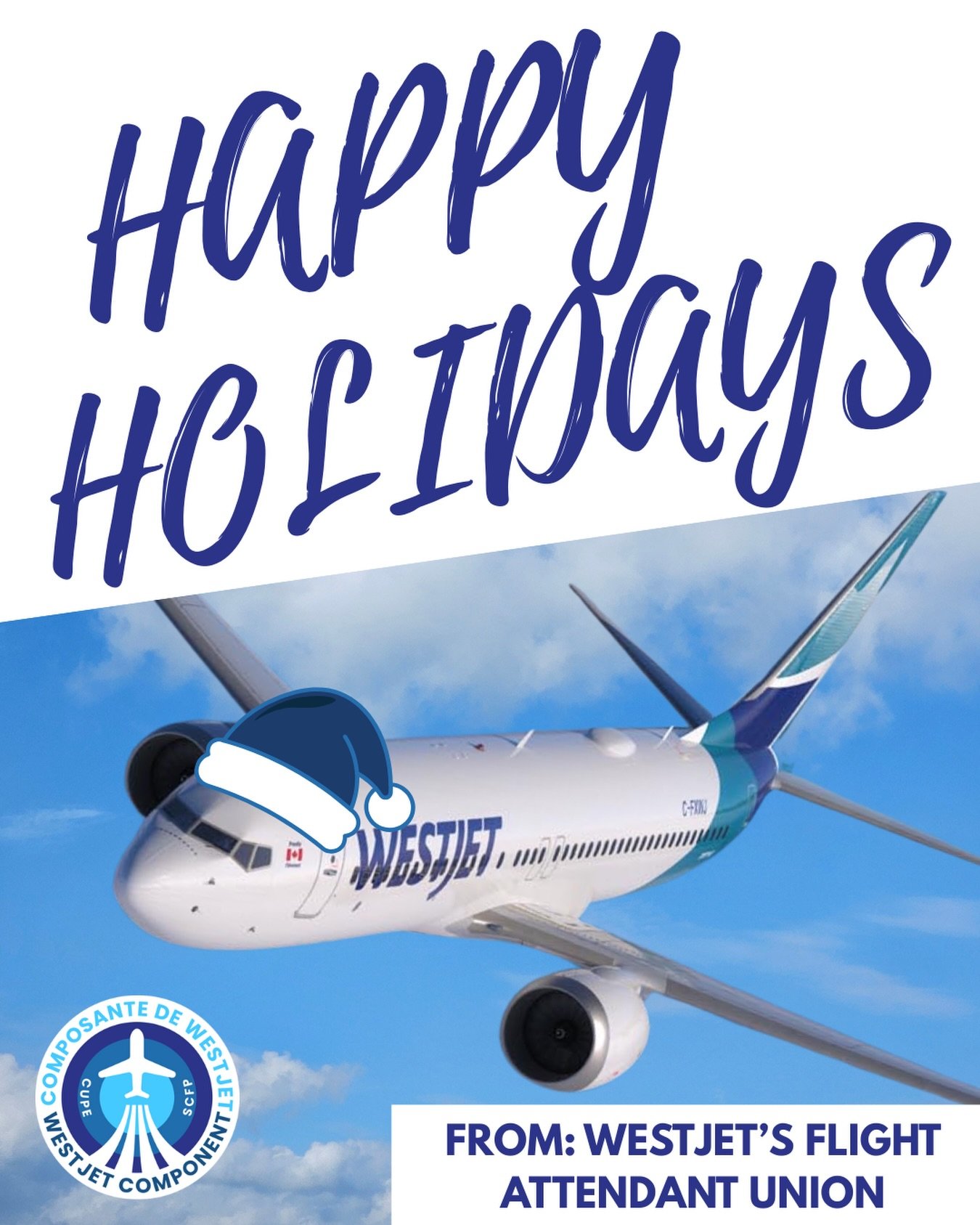On behalf of WestJet Component, we wish all our Cabin Crew and Guests a happy holiday seasons wherever you may be!