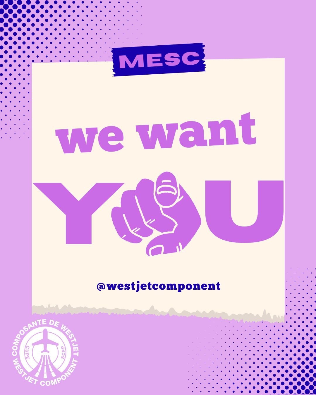 Mainline and WestJet Encore members our Member Engagement and Strike Committee (MESC) is recruiting member mobilizers! Check your email for more details! #ourturn #ourtime #ourcontract #strongertogether