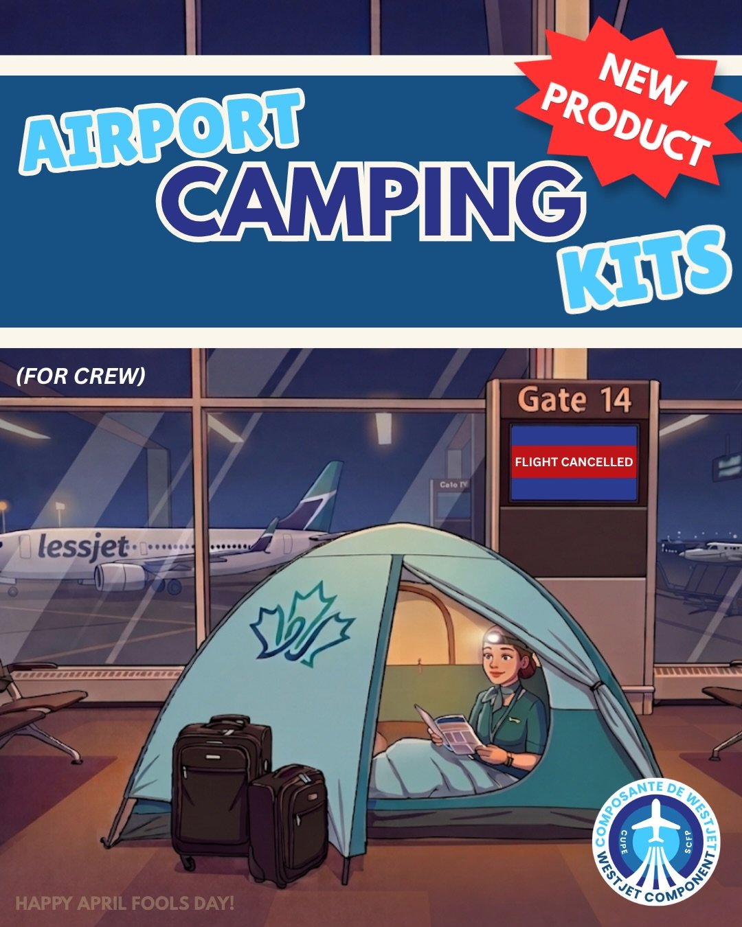 Breaking News 🚨

In response to ongoing operational challenges, we are proud to announce a brand-new &ldquo;Crew Comfort Initiative&trade;&rdquo; launching this spring&hellip;

✨ Airport Camping Kits ✨

That&rsquo;s right&mdash;when hotels aren&rsqu