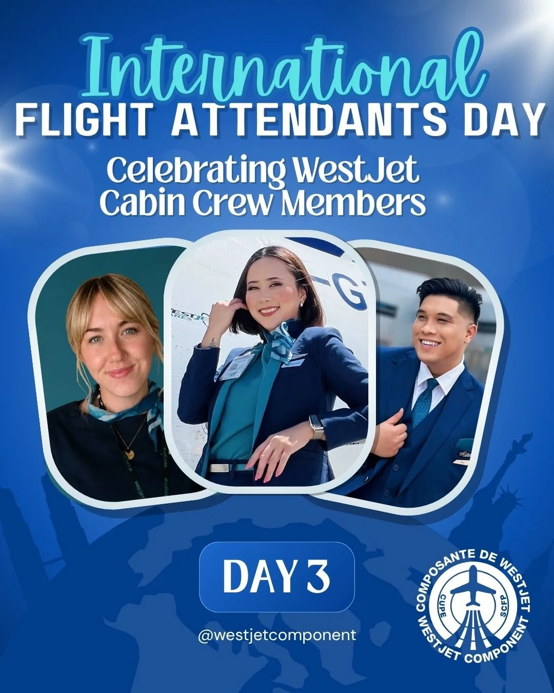 ✈️ COUNTDOWN TO INTERNATIONAL FLIGHT ATTENDANTS DAY: DAY 3 ✈️

In anticipation of International Flight Attendants Day, the WestJet Component (CUPE 8125) is continuing to highlight the diverse and talented individuals who work tirelessly both behind t