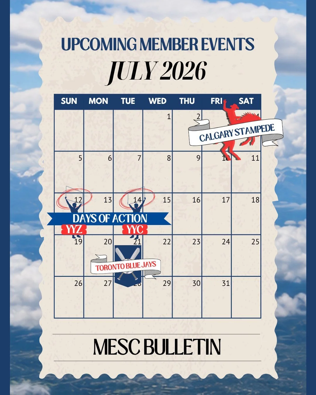 📅 July is packed with opportunities to show our strength, solidarity, and support for a fair contract.

Join fellow WestJet Cabin Crew members at upcoming events across the country:
🤠 July 3&ndash;4 &ndash; Public Engagement at the Calgary Stampede