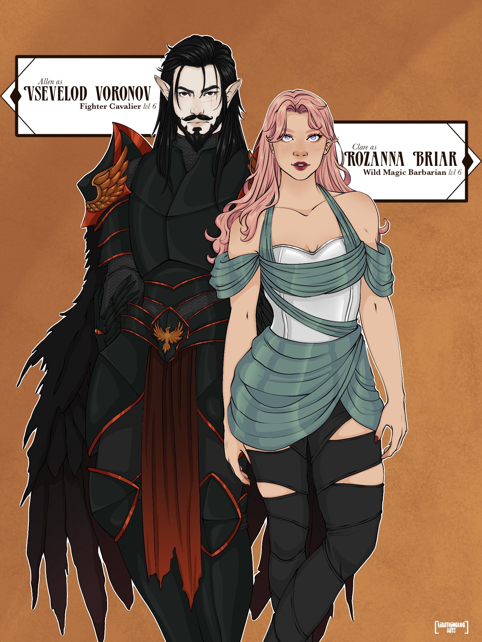 Vsevelod- Eladrin Fighter; Rozanna- Kalastar Barbarian