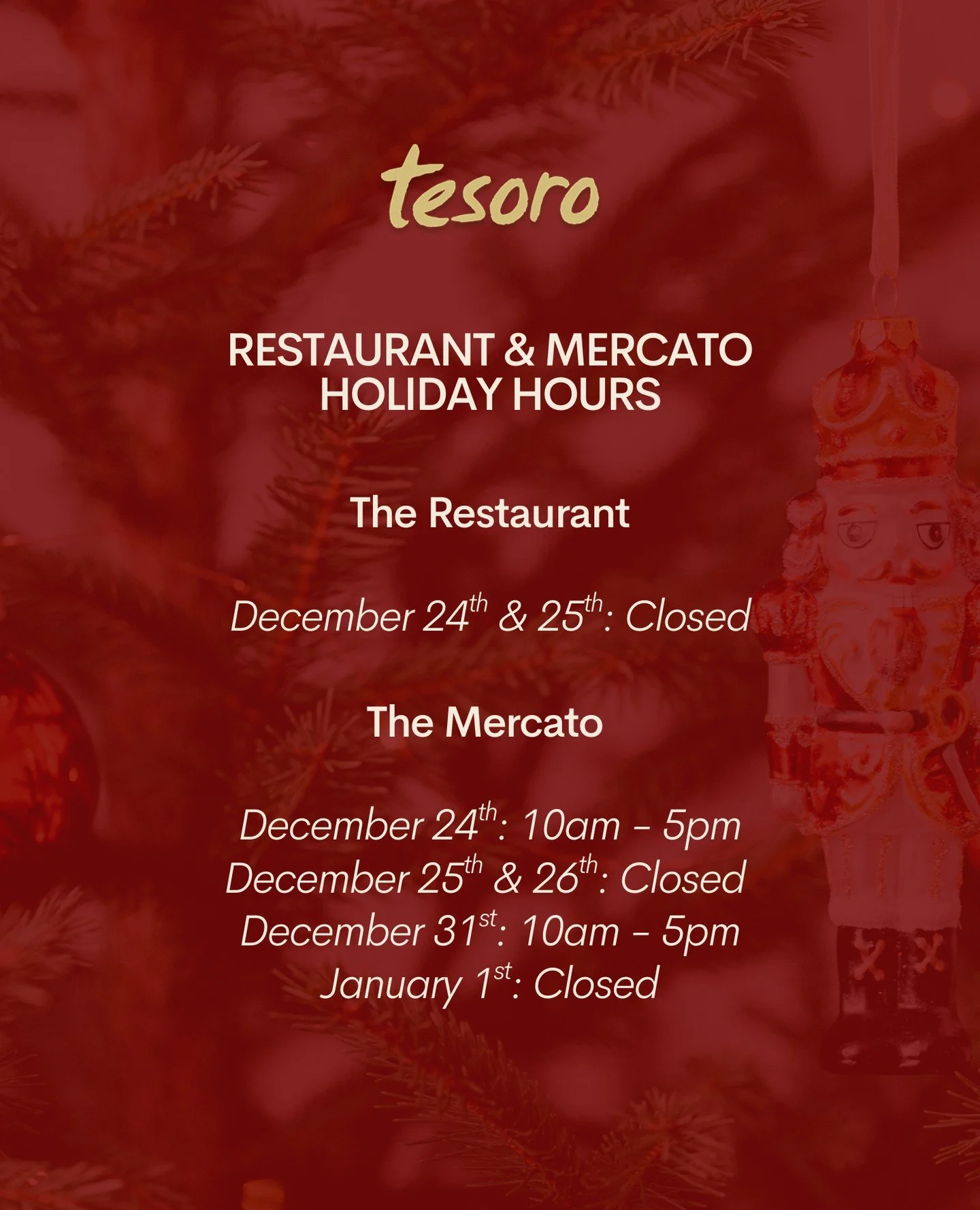 Our holiday hours 🎄