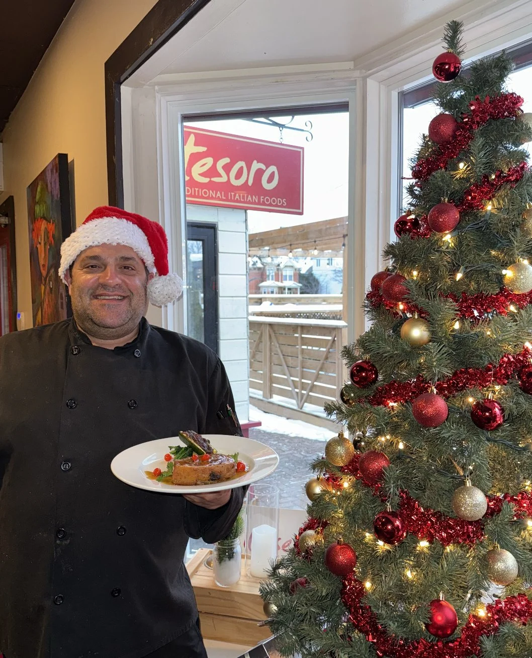 Chef Tony&rsquo;s holiday special - roasted porchetta, served with tomato chutney&ndash;stuffed zucchini, rapini, lemon potatoes, and finished with a toasted anise pork jus. 🤌✨⁠
⁠
Available un December 28th 👨🏼&zwj;🍳⁠
⁠
#tesororestaurant