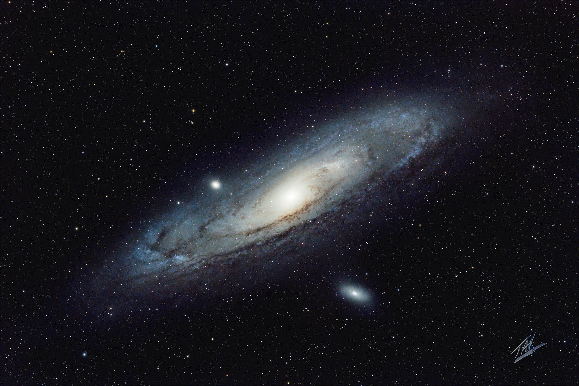 The Andromeda Galaxy is the closest galaxy to Earth.  In dark skies it is visible to the naked eye.  Referenced as Messier 31, it is said to have about a 50% chance of colliding with our Milky Way galaxy in the next 10 billion years.  (Yikes!!)  This