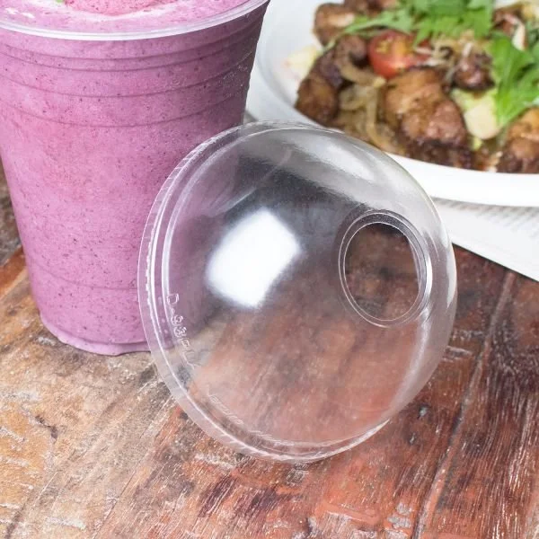 1,000ct x 12-24oz clear plastic dome lids with straw opening