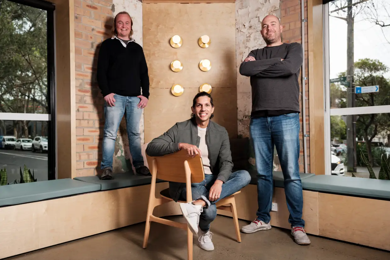 Three founders of Search.io in a room together.