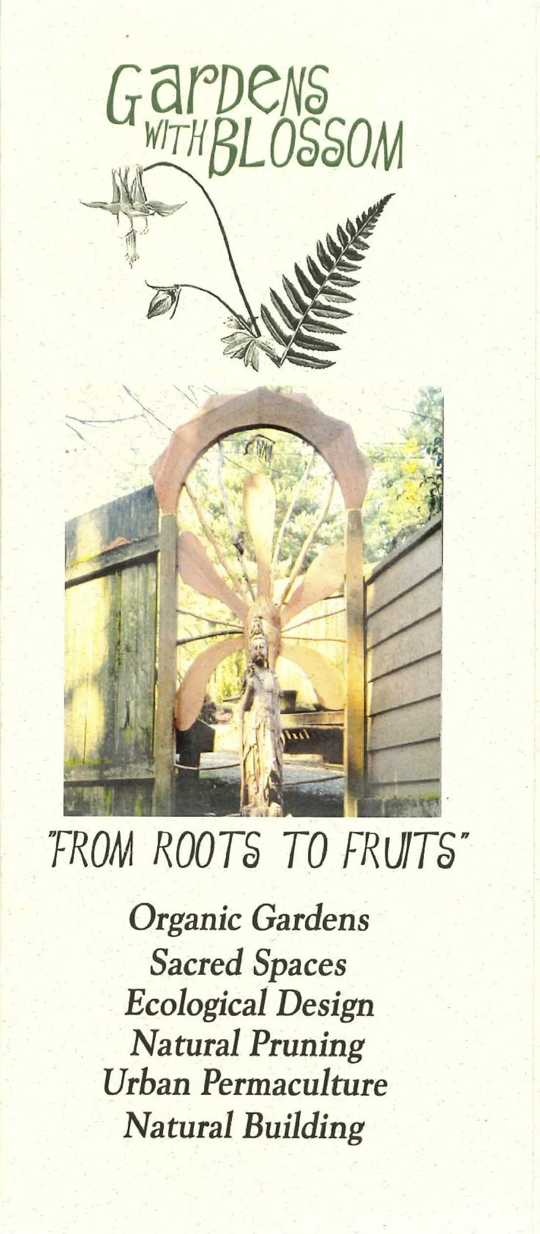 Original Gardens with Blossom pamphlet for organic gardening in Portland, Oregon
