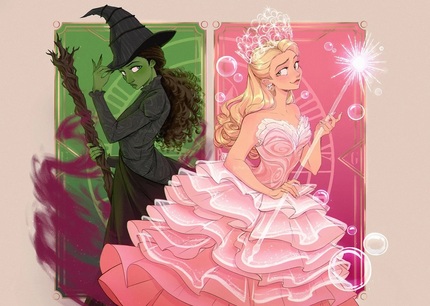 Finally finished this #wicked illustration 😂🩷💚

#fanart #digitalart