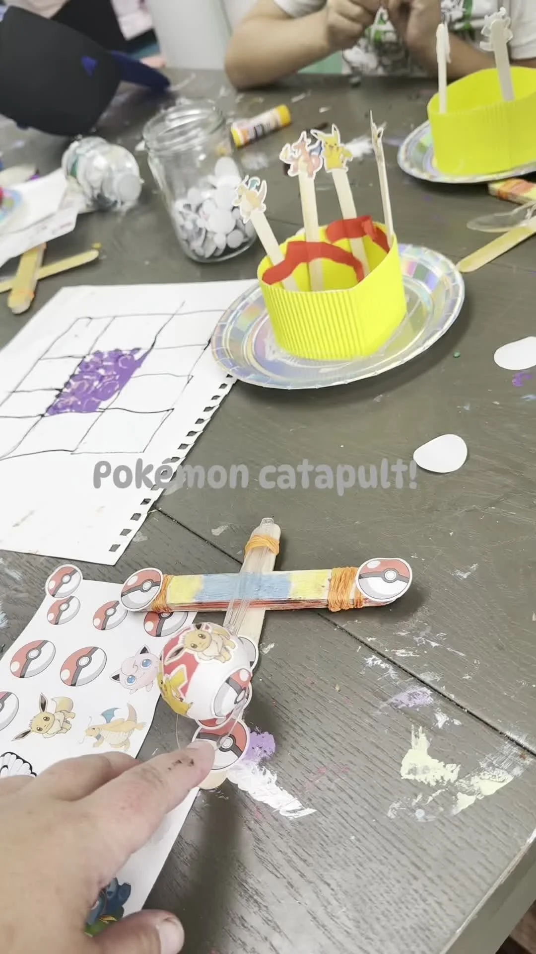 check out these Pokémon catapult games the kids built, decorated, and created games around! arts & crafts are for everyone 🙌 #birthdaycelebration #whichcraftartbar #perfectisntreal #createeveryday #steameducation #adhdcreativity #adhd #sm