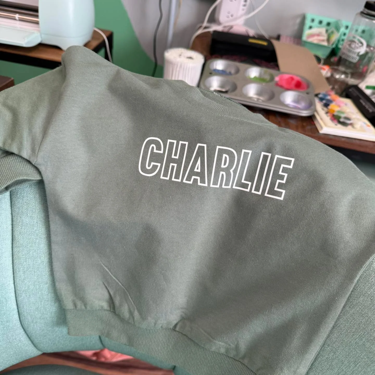 name sweatshirts will prob always be my fave thing to make 🤷&zwj;♀️ like how cute a little baby called Charlie just toddlin&rsquo; all around everywhere experiencing life for the first time ❤️ keep toddlin&rsquo; kid!
