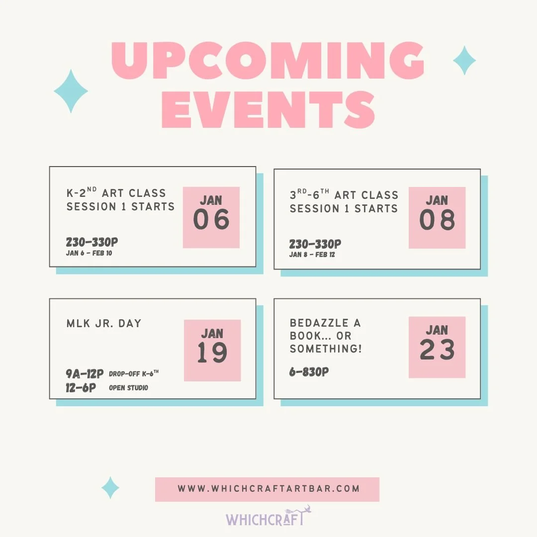 It&rsquo;s my make or break it year for my passion project, and I&rsquo;m going for it!

👀 Peep some of my upcoming events, and the website has been updated with the open studio schedule for the next couple weeks 🙌

head to whichcraftartbar.com to 