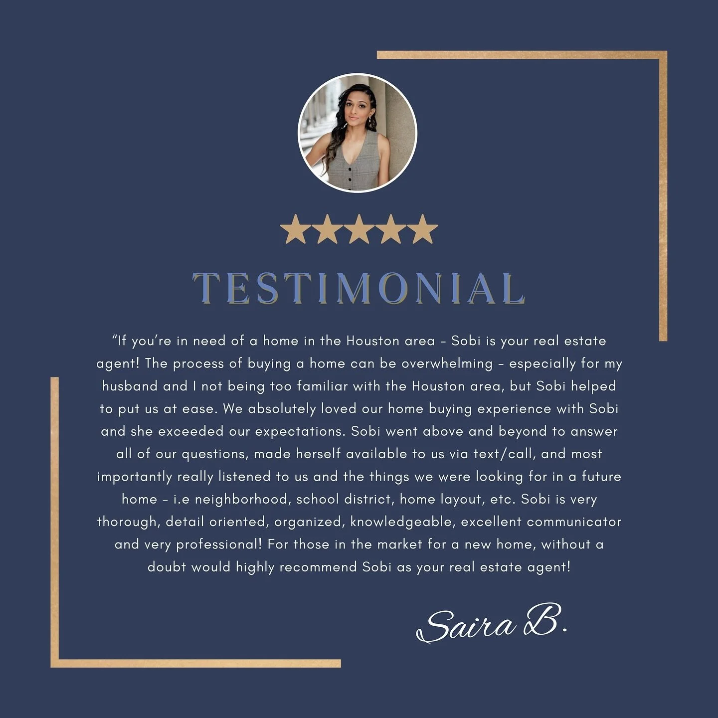 Thank you so much for your kind words! I&rsquo;m absolutely thrilled to hear from my first-time buyers about their experiences with my services. It&rsquo;s such a joy to be a part of these important chapters in their lives! As a former wedding planne