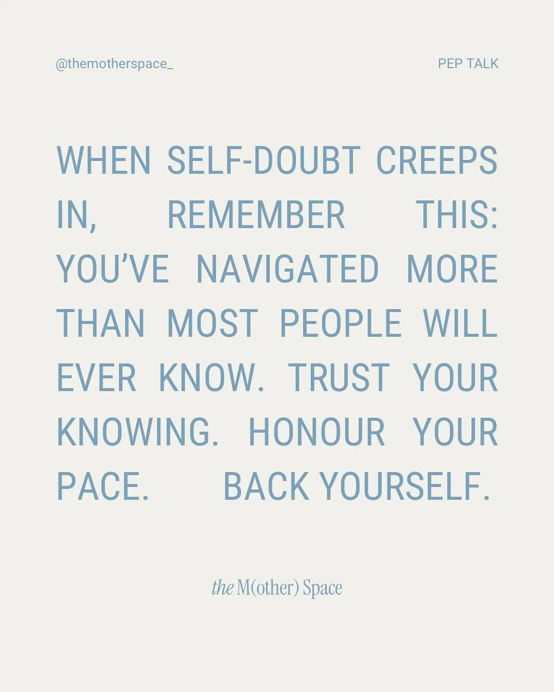 Back yourself. You’ve done harder things 💪 ✨
Tag someone who needs this reminder today 💙
.
.
.
#themotherspace #matrescence #mumlife #postpartum #workingmumlife #allmumswork #sahm #returntowork #maternityleave #peptalk