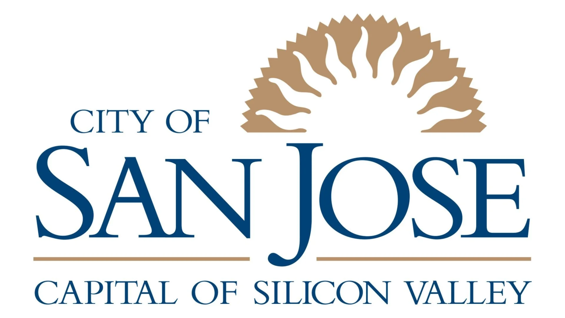 Logo of the City of San Jose, showing a stylized golden sun and the text 'City of San Jose, Capital of Silicon Valley' in blue.