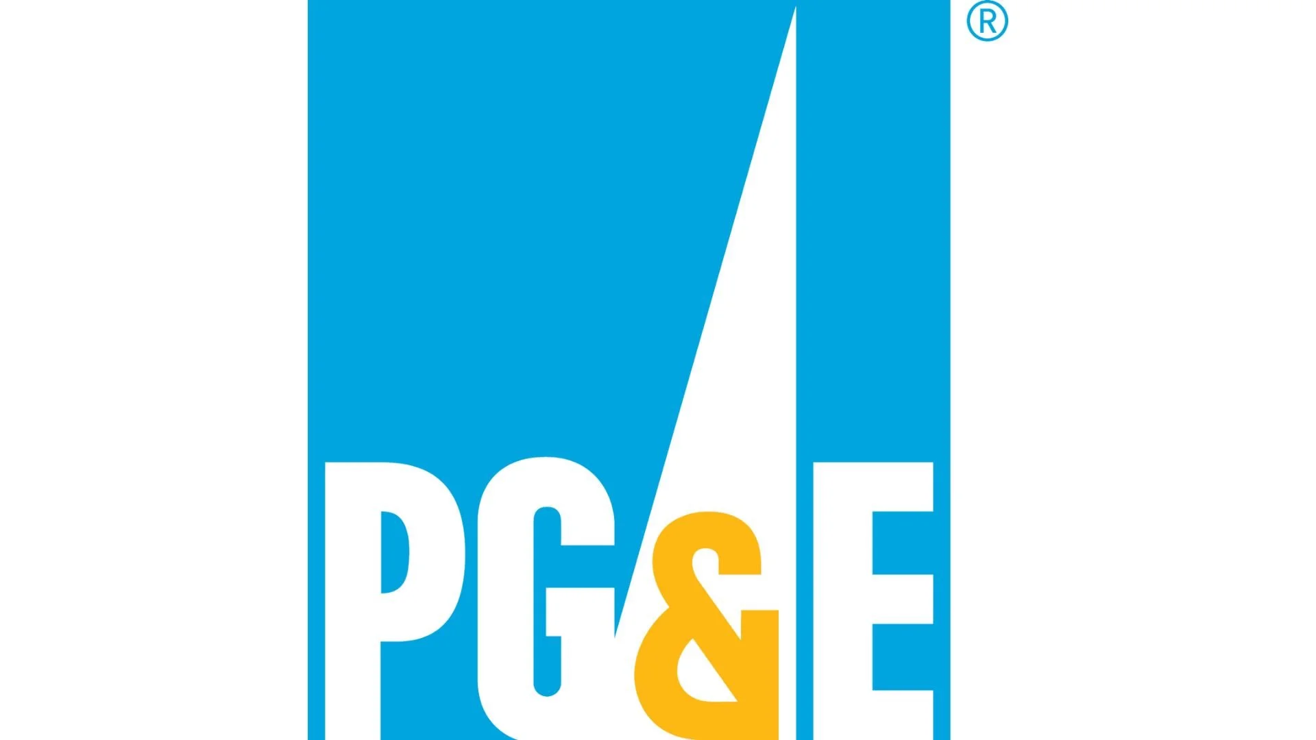 The image features a logo with the text 'PcE' in large white letters on a blue background, with the ampersand symbol in yellow. The design includes a stylized upward slash and a registered trademark symbol in the top right corner.