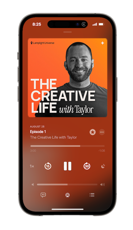 Phone mockup of the podcast: The Creative Life with Taylor