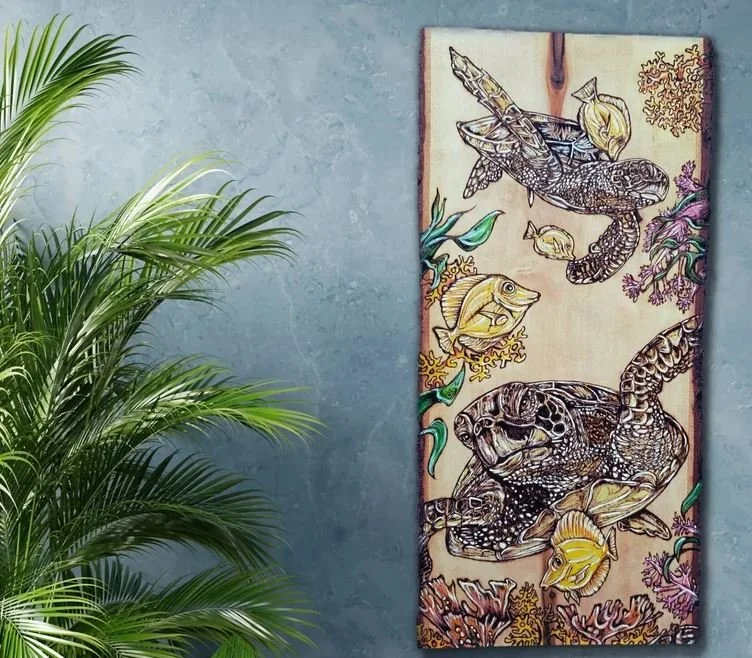 Sea Turtle Pyrography