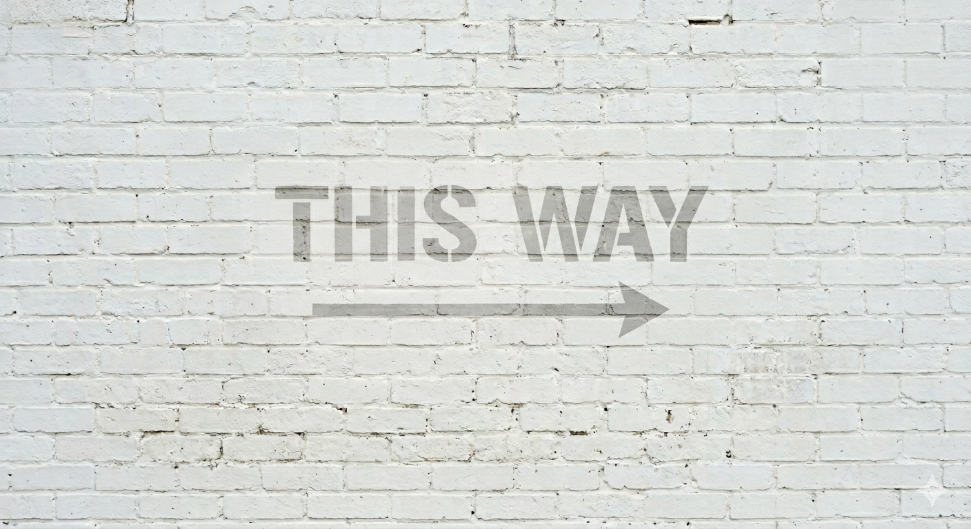 A 'This Way' sign indicating the path to expert roofing guidance and professional repair solutions in Auckland with Lux Roofing.