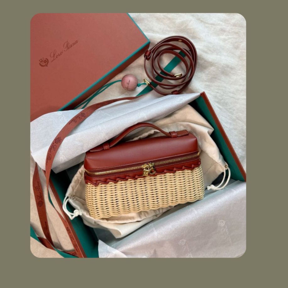 loro piana wicker bag with calf leather
