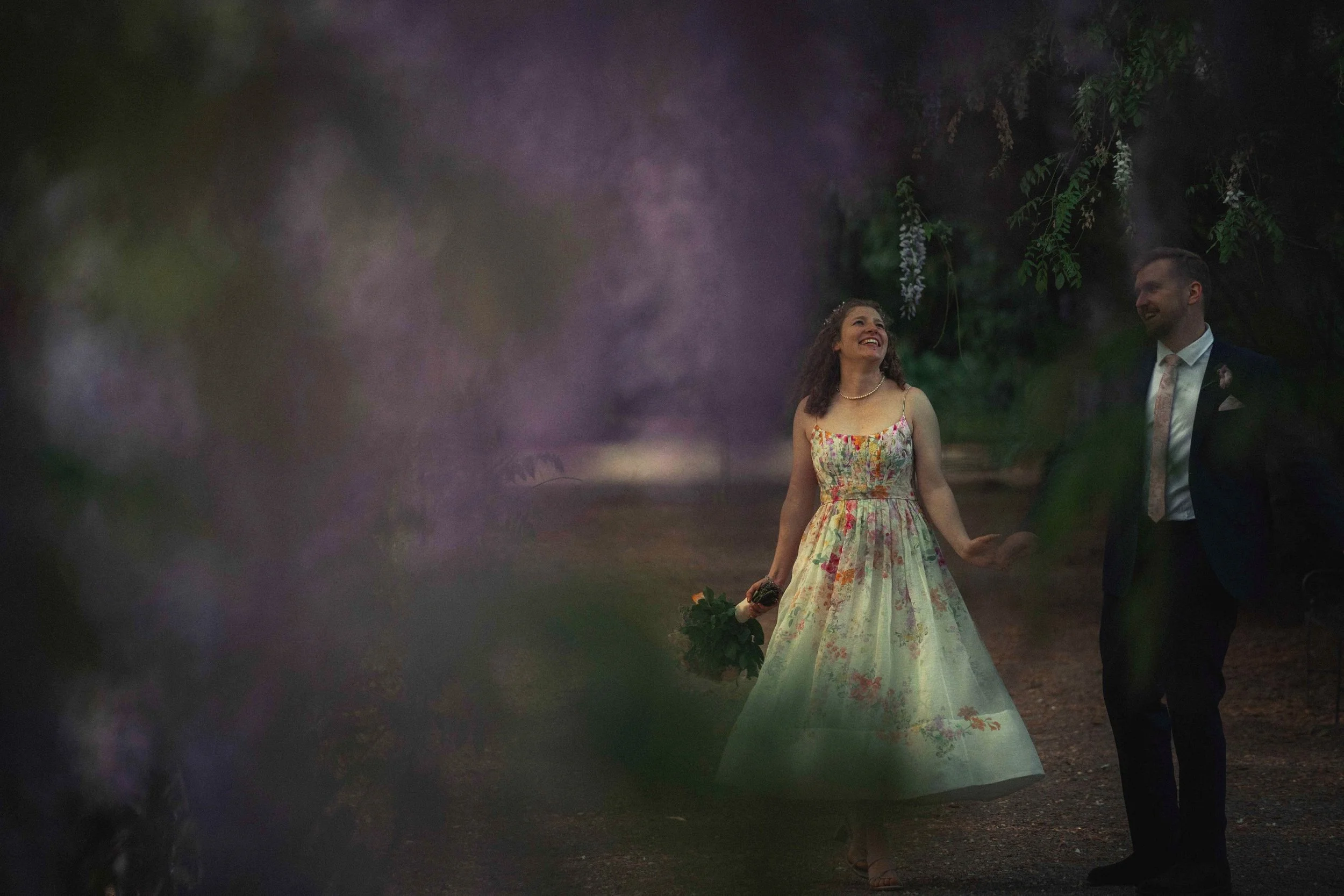 Adelaide botanic gardens wisteria wedding bride and groom
