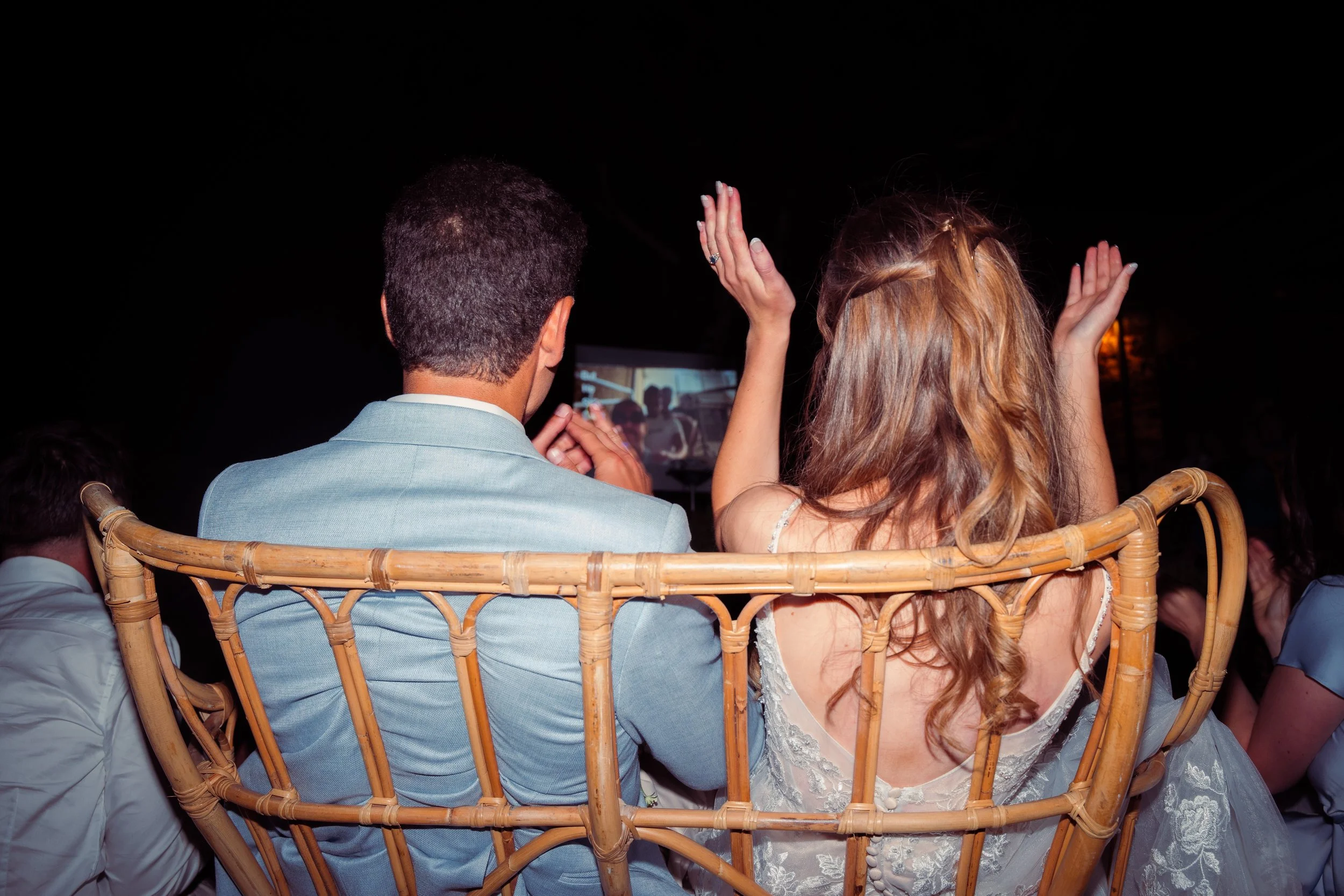 Candid wedding couple