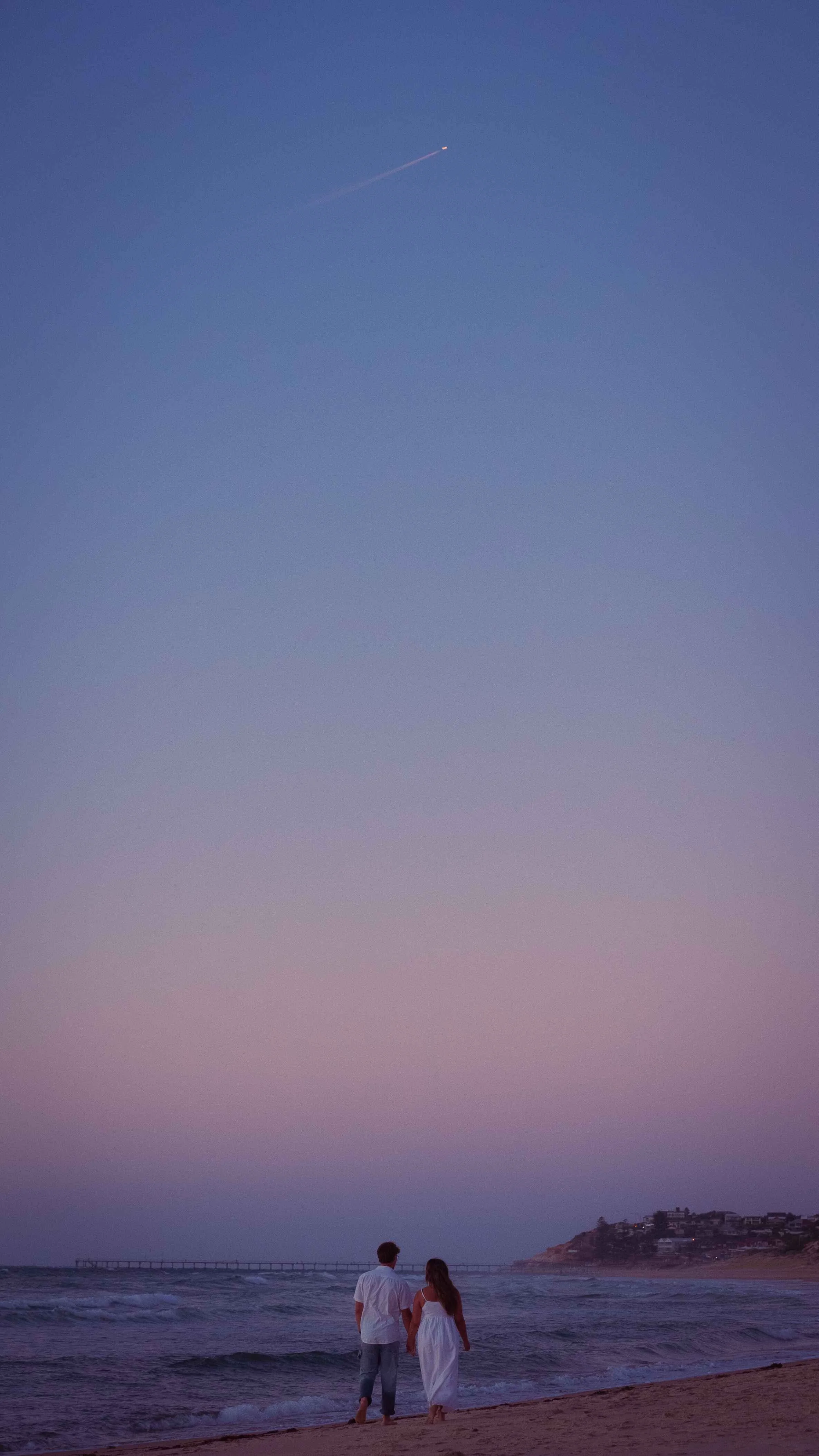 artistic engagement photos soft sunset beach Noarlunga