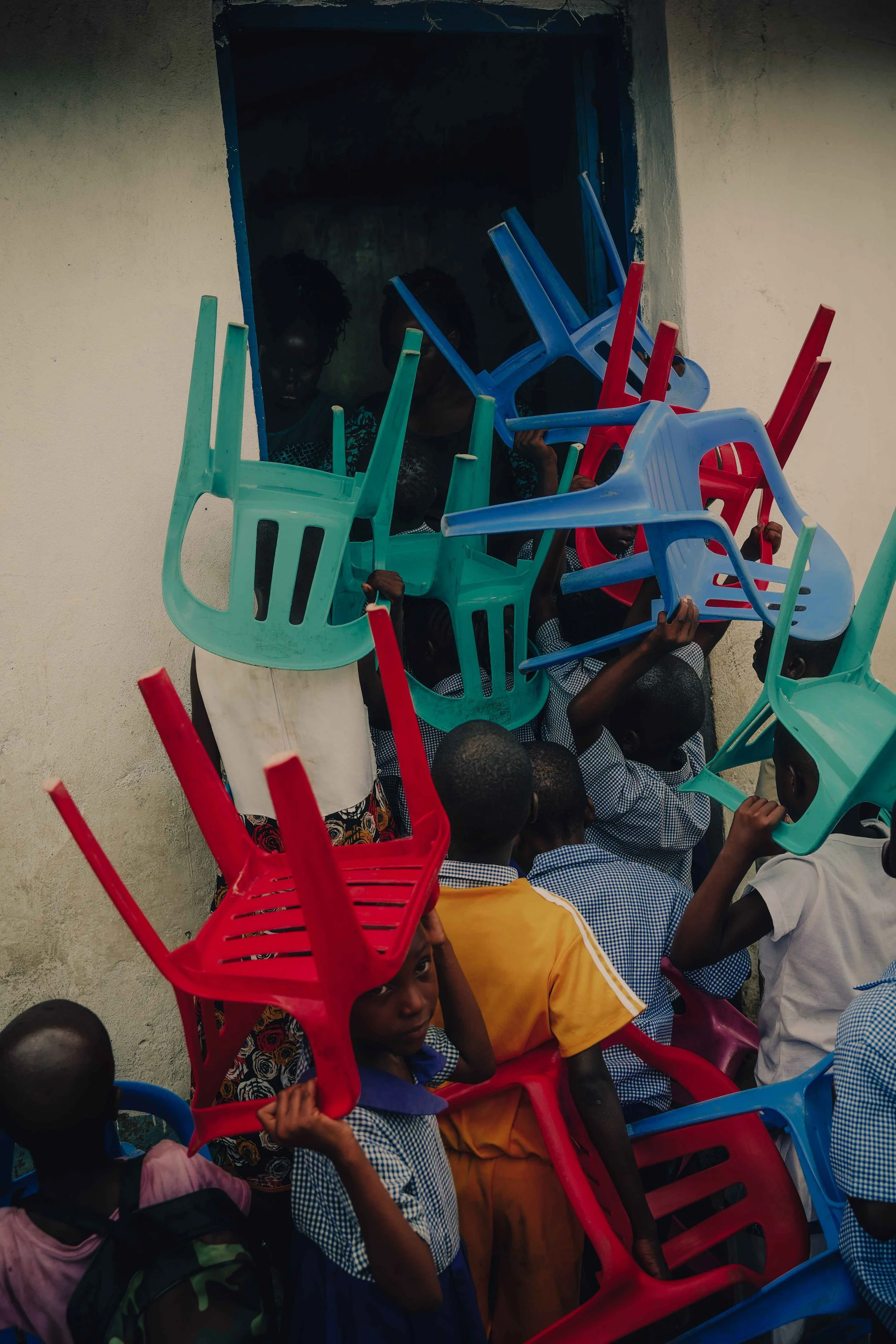 colourful chairs school classroom Kenya