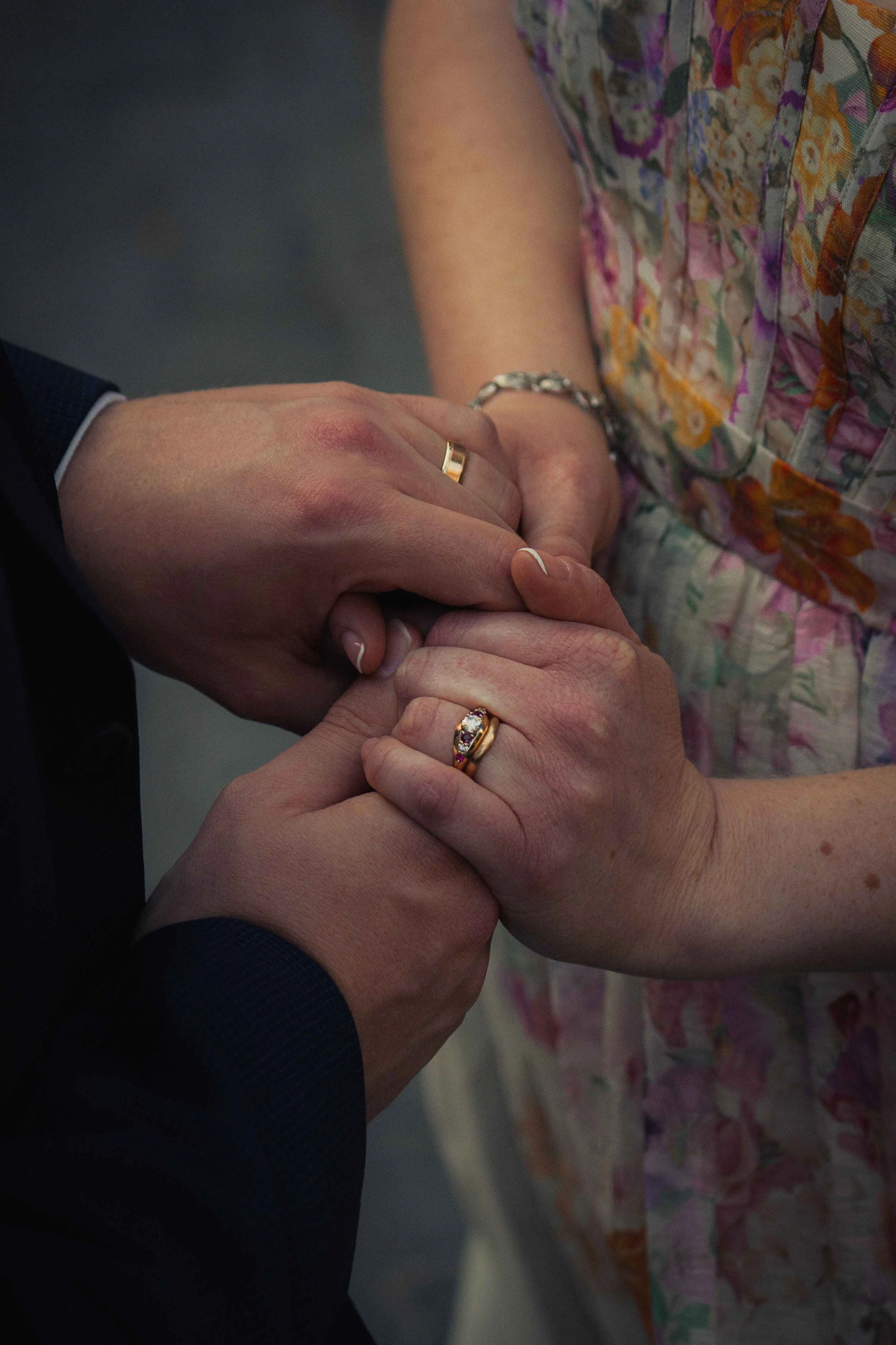 bride and grooms rings colourful bride dress Adelaide 