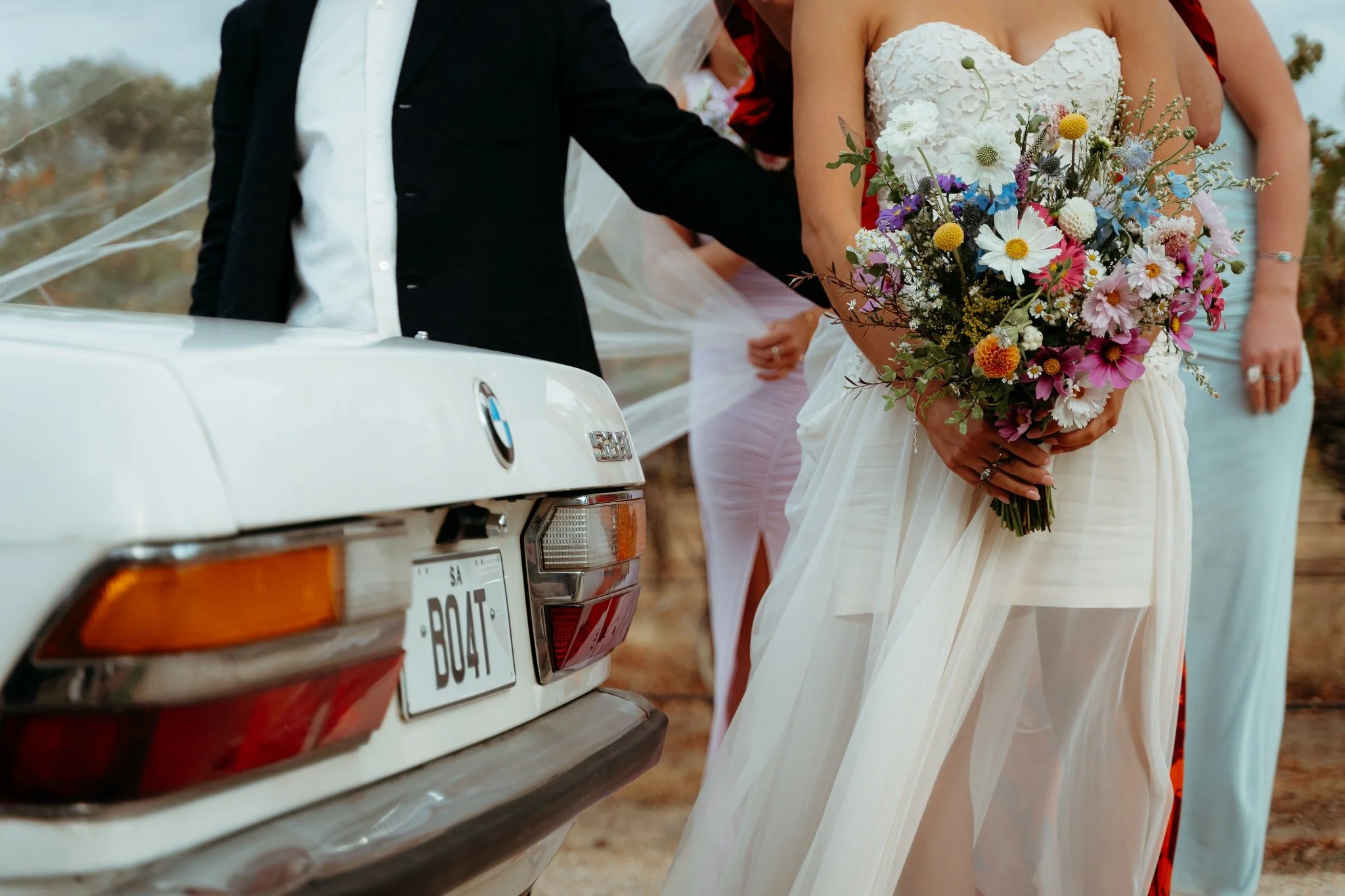 Adelaide hills wedding photographer flowers bmw car