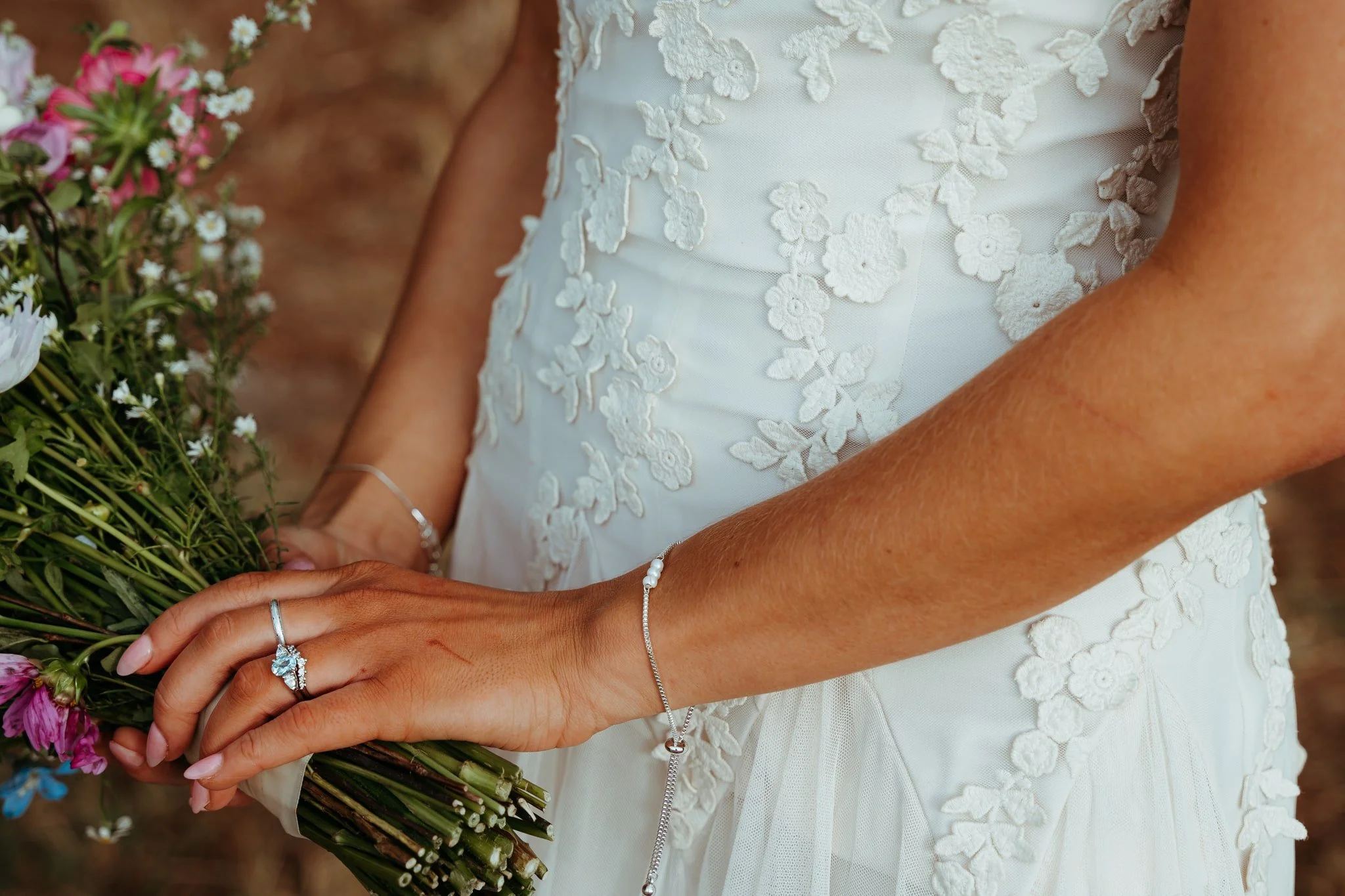 Adelaide hills wedding photographer bride blue diamond ring and flowers