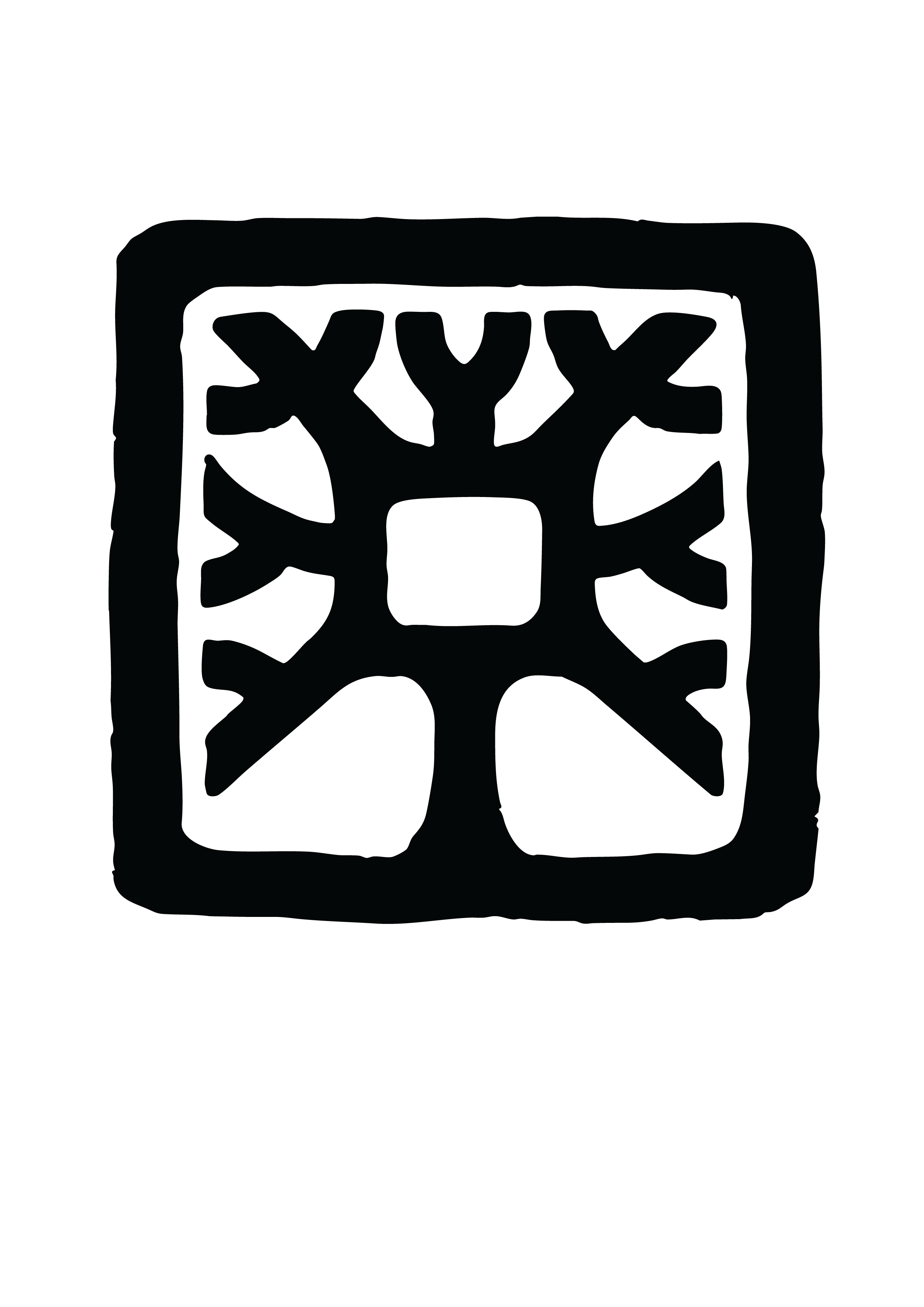 Silhouette of a waffle in a square shape with rounded edges served on a plate.