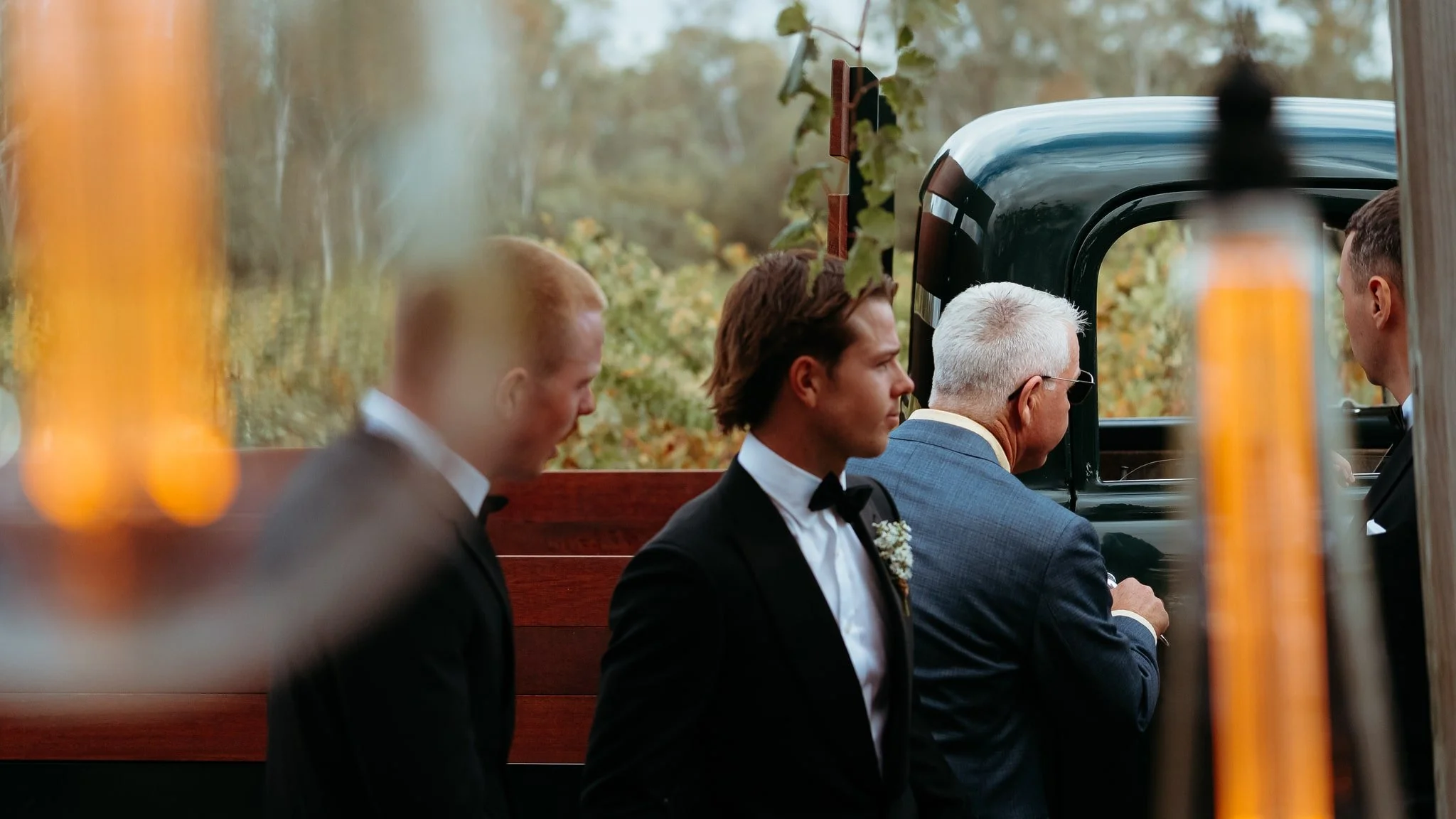 Adelaide hills wedding photographer nervous groom old car vintage