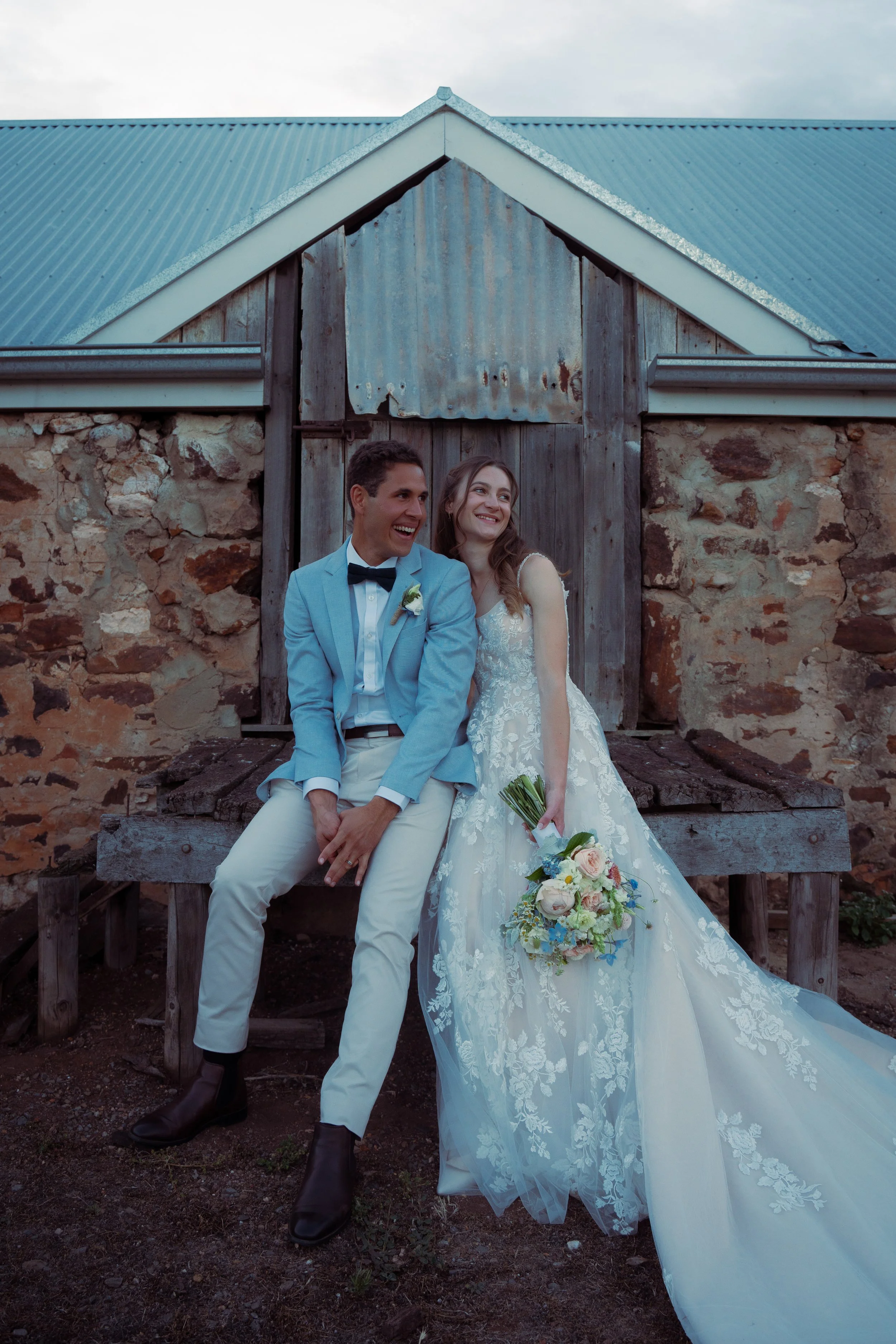 Moody wedding couple