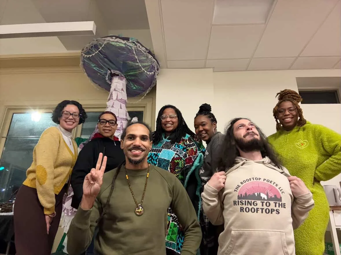 Interactive poetry performance and book launch event by Rooftop Poets featuring spoken word, storytelling, and community engagement around creativity and ADHD.