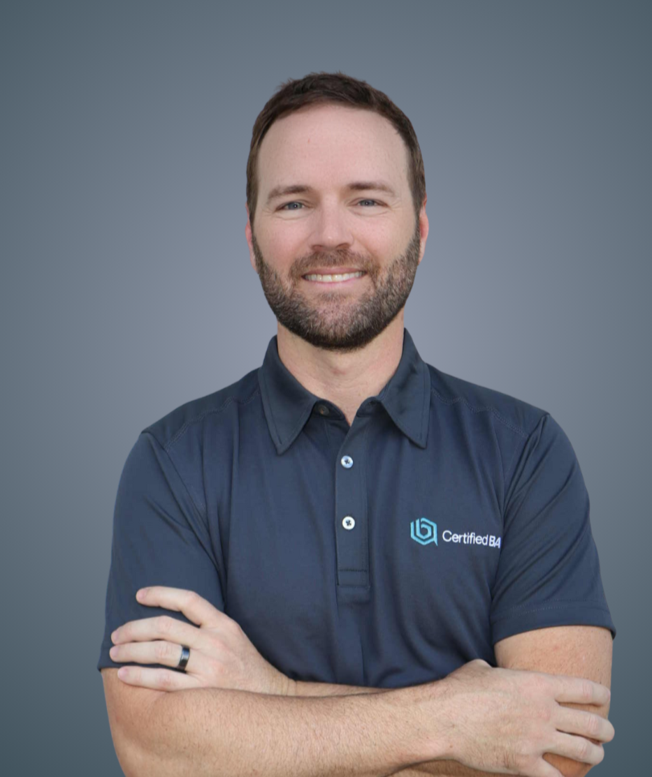 Jared from Certified BA, a certified building approvals business, pictured in a client review after receiving admin and systems support from Thrive Business Support.