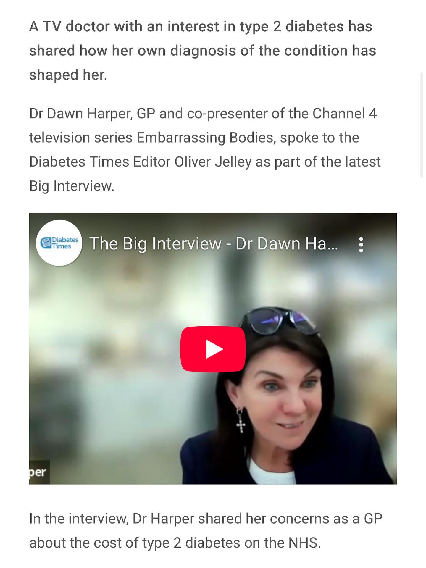Thank you to The Diabetes Times for this great interview about my role with @yuwell_anytime_uk - https://diabetestimes.co.uk/the-big-interview-dr-dawn-harper/